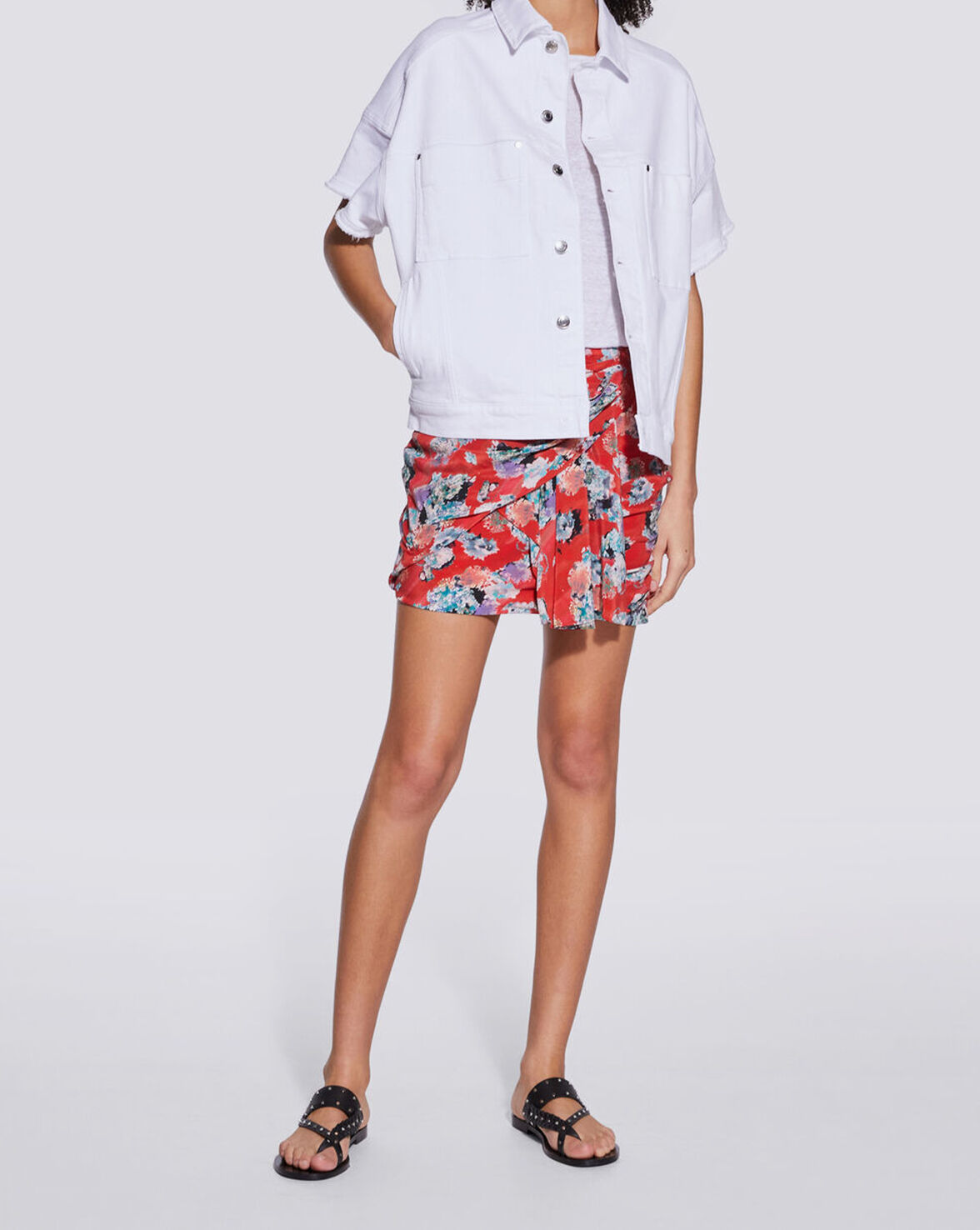 LELYAH OVERSIZED COLLARED DENIM JACKET image number null